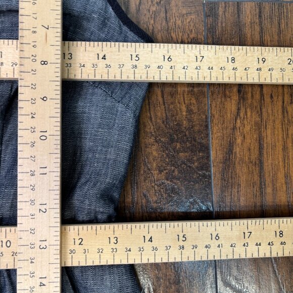 Ann Taylor Sheath Dress 0 Navy Blue Chambray Sleeveless V-Neck Pockets Women's - Picture 8 of 11